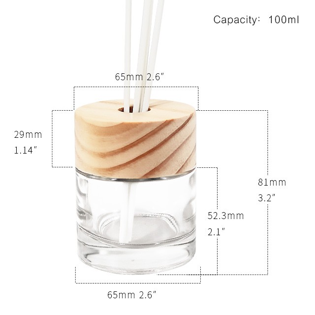 圆形木盖无火香薰玻璃瓶